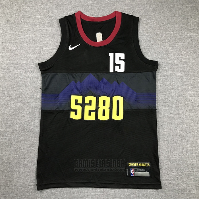 Camiseta Nino Denver Nuggets Nikola Jokic #15 Ciudad 2023-24 Negro